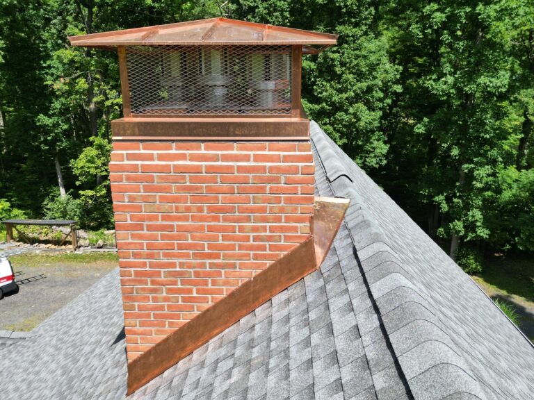 Original Photo- Bronze Chimney Cap on Roof-Chimney Cap Builders