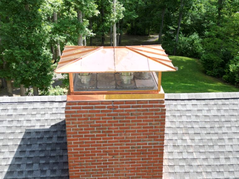 Original Photo- Custom Chimney Cap on Roof-Chimney Cap Builders