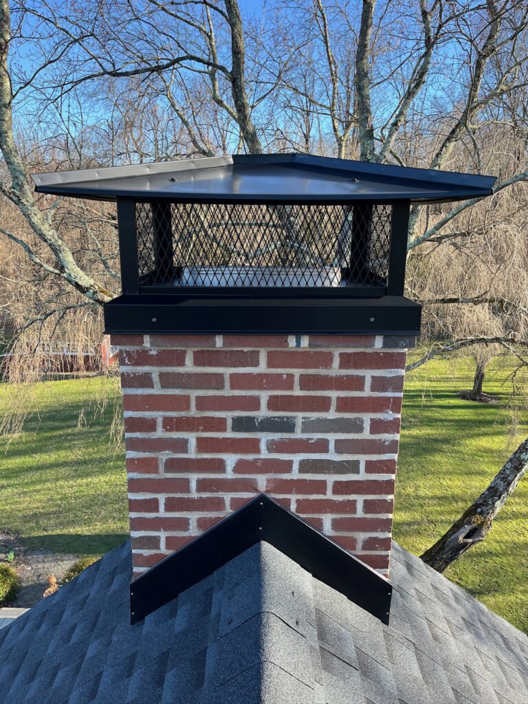 Original Photo- Custom Chimney Cap on Roof-Chimney Cap Builders