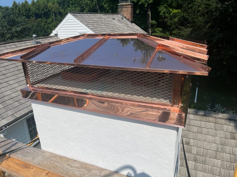 Original Photo- Bronze Chimney Cap On Roof-Chimney Cap Builders